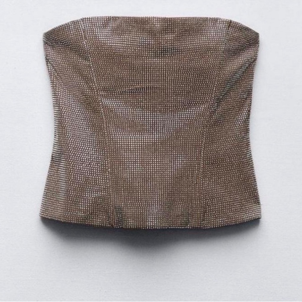 Zara Metallic Brown Strapless Corset Camisole